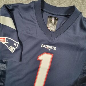 New England Patriots Football Jersey Youth Large Blue NFL Football Cam Newton #1